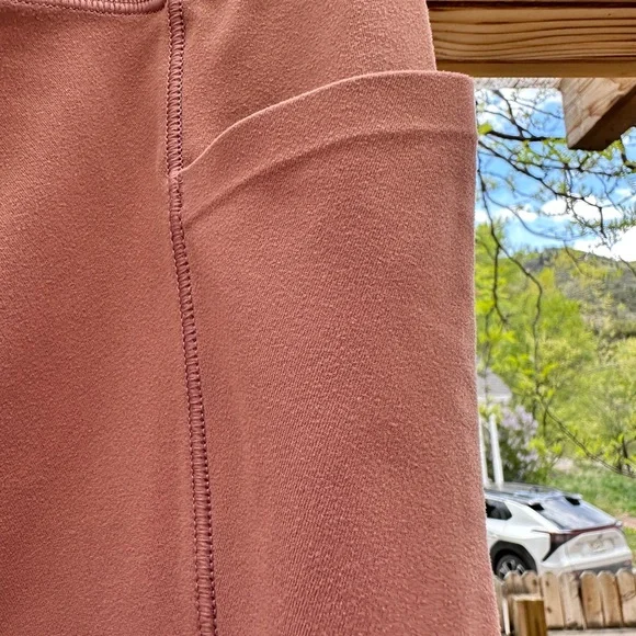 Athleta Brown Taupe 7/8 Salutation Stash Pocket Small Tights Leggings High Waist - Picture 9 of 16